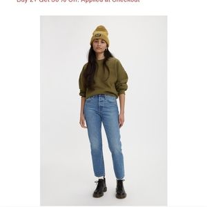 Levi's Premium 501s Original Cropped Worn in Medium Indigo